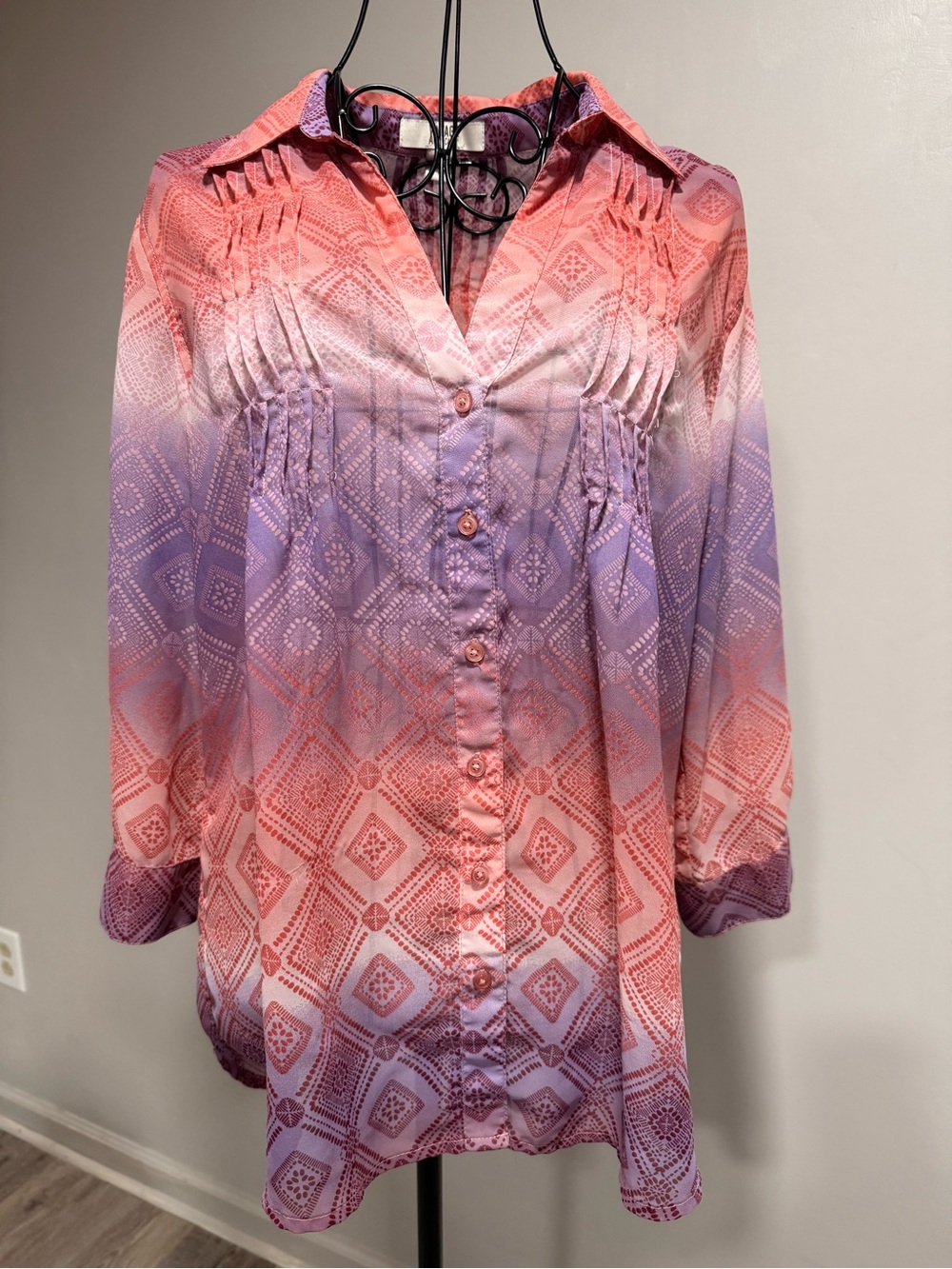 Women’s Ombre Pink & Purple Button-Down Blouse